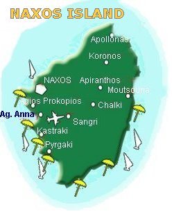 Naxos Island Map, Cyclades, Greece / click to enlarge